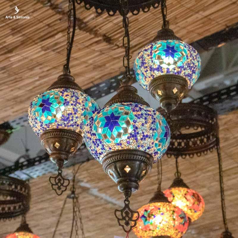 Lustre Turco 03 Cúpulas | Azul