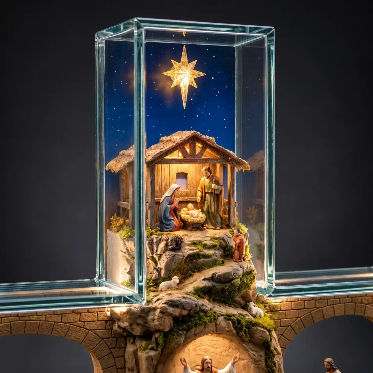 Cruz Iluminada Caminho de Jesus – 6 Cenas em Relevo com Luz e Controle Remoto