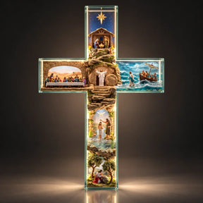 Cruz Iluminada Caminho de Jesus – 6 Cenas em Relevo com Luz e Controle Remoto