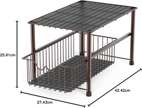 Decobros Stackable Under Sink Cabinet Sliding Basket Organiser Drawer,bronze