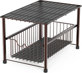 Decobros Stackable Under Sink Cabinet Sliding Basket Organiser Drawer,bronze