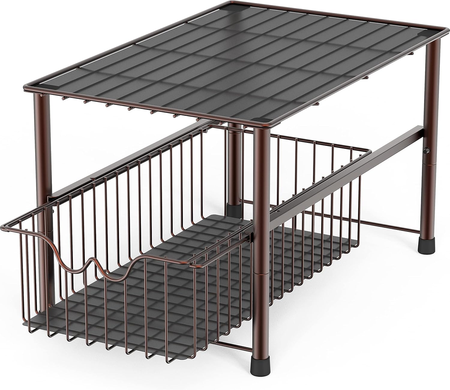 Decobros Stackable Under Sink Cabinet Sliding Basket Organiser Drawer,bronze