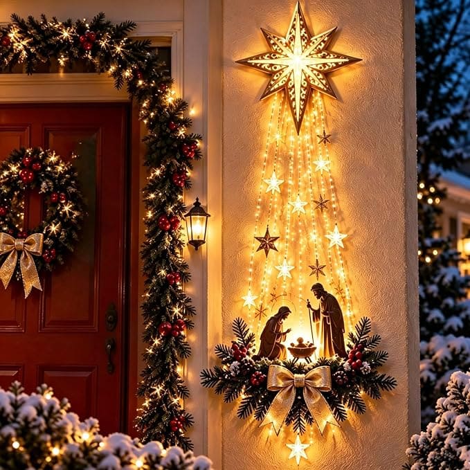 Presépio Luminoso de Parede Estrela de Belém – Decoração de Natal