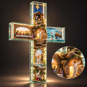 Cruz Iluminada Caminho de Jesus – 6 Cenas em Relevo com Luz e Controle Remoto
