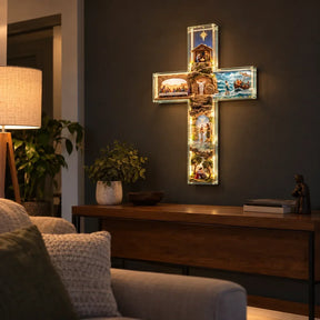 Cruz Iluminada Caminho de Jesus – 6 Cenas em Relevo com Luz e Controle Remoto