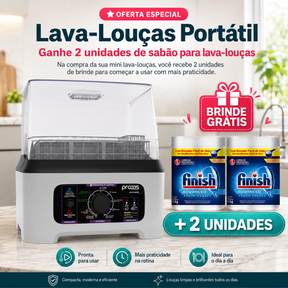 Lava-Louças Portátil — Lava Pratos, Copos e Talheres com 8 Programas de Lavagem + Brinde
