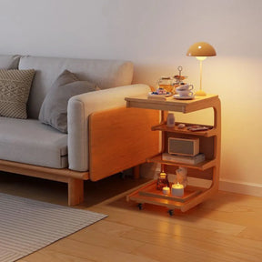 Mesa Lateral em Formato de C para sofá com Rodízios