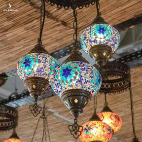 Lustre Turco 03 Cúpulas | Azul