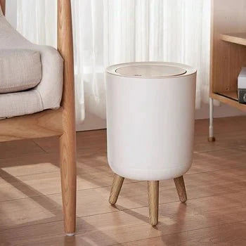 🪵 Estilo e Praticidade no Seu Espaço – Lixeira Design Madeira 7 Litros com Tampa Click