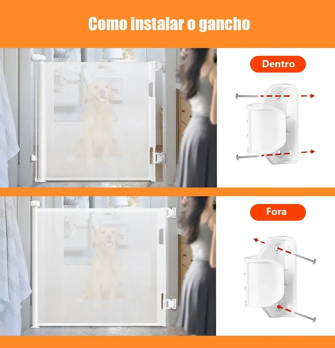 Portão Retrátil - 140cm [Tela Segurança Bebê Pet Cercadinho]