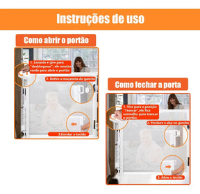 Portão Retrátil - 140cm [Tela Segurança Bebê Pet Cercadinho]