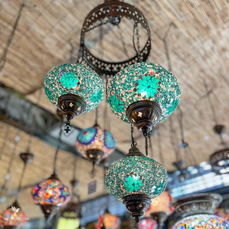 Lustre Turquia 03 Cúpulas | Turquesa