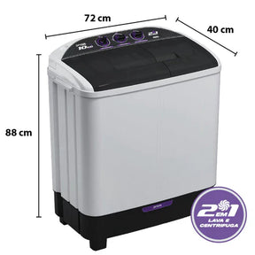 Máquina de Lavar Twin Praxis 10kg 2 em 1 Lava e Centrifuga