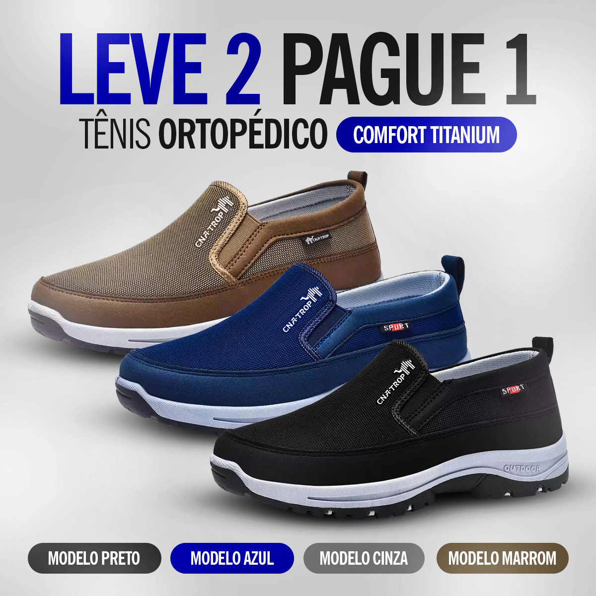 Tênis Ortopédico Titanium + Palmilha [LEVE 2 PAGUE 1 ]
