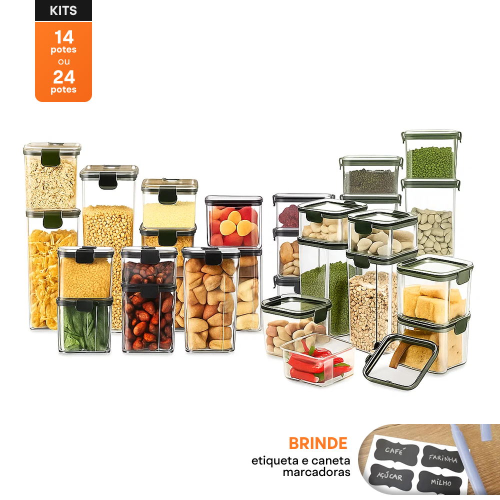 Kit Potes Herméticos - Lock Kitchen™ [Última Semana de Frete Grátis]