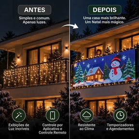 Cortina de LED Inteligente Festilume para Sacada  – Animações de Natal pelo Celular